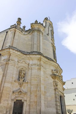 Matera 'nın muhteşem manzarası, Basilicata Bölgesi, İtalya