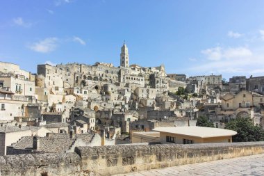Matera 'nın muhteşem manzarası, Basilicata Bölgesi, İtalya