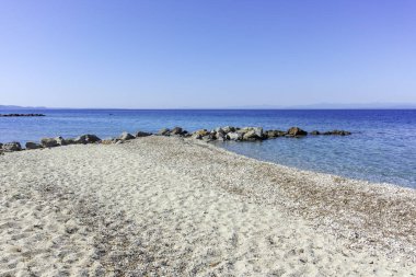 Lagoon Sahili yakınlarındaki Kassandra kıyı şeridi, Chalkidiki, Orta Makedonya, Yunanistan