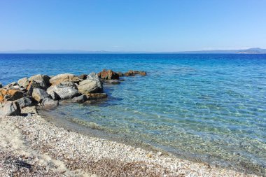 Lagoon Sahili yakınlarındaki Kassandra kıyı şeridi, Chalkidiki, Orta Makedonya, Yunanistan