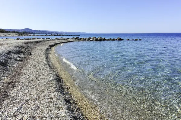 Lagoon Sahili yakınlarındaki Kassandra kıyı şeridi, Chalkidiki, Orta Makedonya, Yunanistan