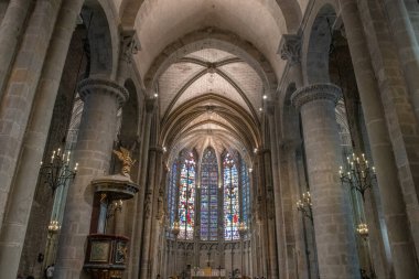 Stained glass windows in the church of Carcassonne