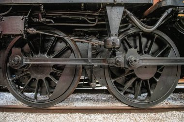 buharlı lokomotif tekerleği çalışıyor