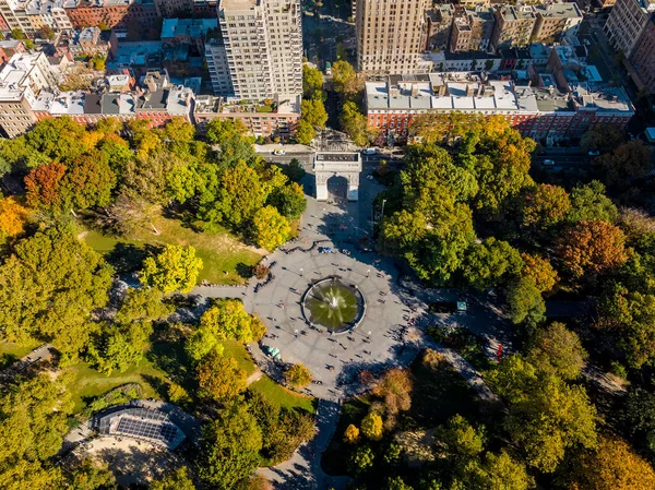 Washington Square Park Sonbaharda New York Şehrinin Havadan Görünüşü Manhattan — Stok fotoğraf