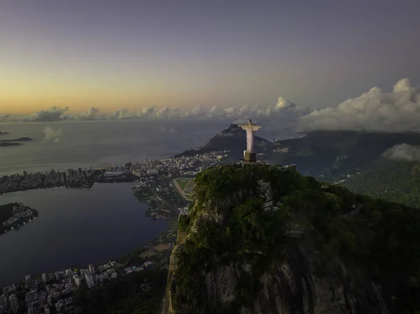 Güneş Doğmadan Corcovado Tepesi Nin Tepesinde Brezilya Nın Rio Janeiro — Stok fotoğraf