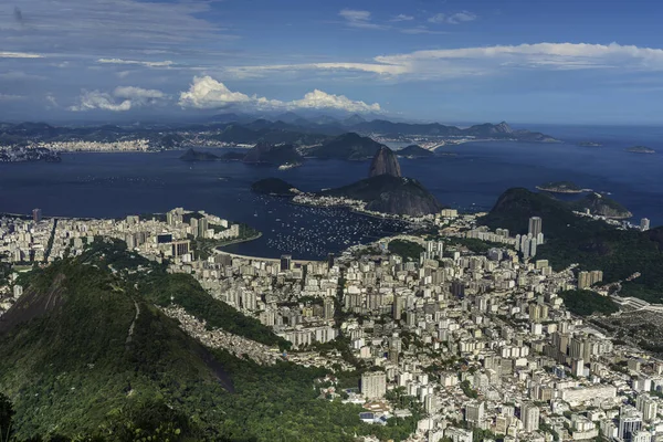 Panorama Panoramico Rio Janeiro Brasile Vista Alto Angolo Sulla Baia — Foto Stock