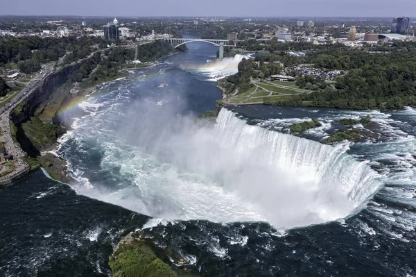 Légi Kilátás Hatalmas Víz Folyik Vízesés Patkó Vízesés Niagara Stock Kép