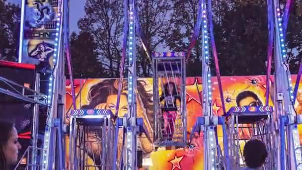 Rovigo Italy October 2022 Carousel Cage Funfair Scene — Stock Video