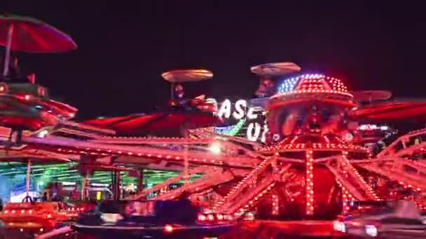 Rovigo Italien Oktober 2022 Karusellernas Nöjesplan Natten — Stockvideo