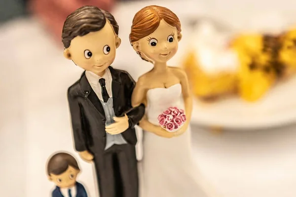 Figuras Recém Casados Detalhe Bolo — Fotografia de Stock