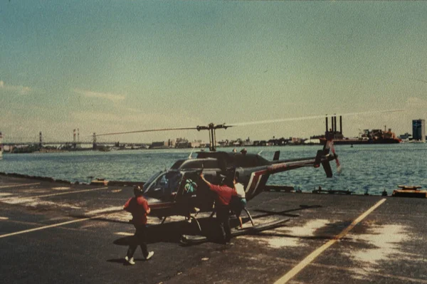 Nova Iorque Estados Unidos Maio 1973 Helicóptero Pronto Para Decolar — Fotografia de Stock