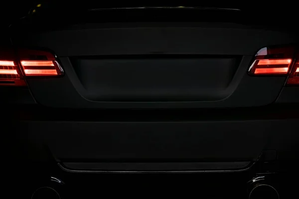Спортивный Тюнинг Автомобиля Заднего Вида Темных Деталях — стоковое фото