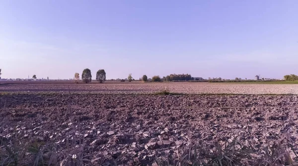 Campo Arado Campos Paisagem Outono Norte Itália Vale — Fotografia de Stock