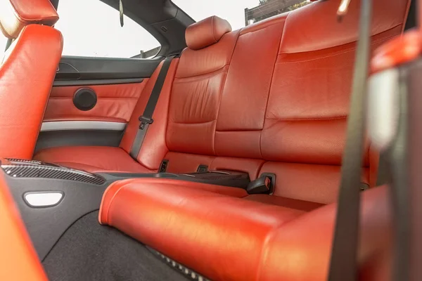 Red leather seat interior detail