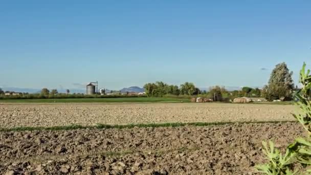 Platteland Omgeploegde Velden Landschap Herfst Noord Italië Vallei — Stockvideo