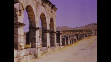 Meknes, Fas Mayıs 1970: 70 'lerde Volubilis arkeolojik site görünümü