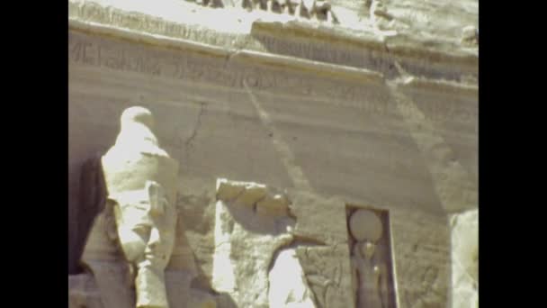 Каир Египет Май 1988 Археологическая Сцена Абу Симбел — стоковое видео