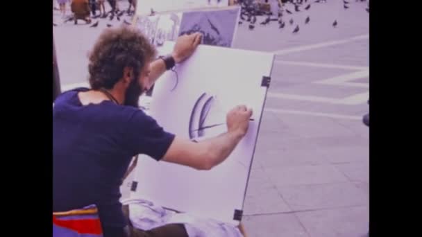 1971年意大利威尼斯 画家在80年代描绘威尼斯风景 — 图库视频影像