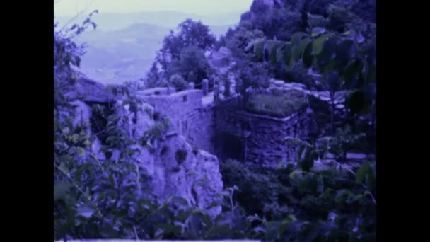 Άγιος Μαρίνος Ιταλία 1975 Άποψη Κάστρου Αγίου Μαρίνου Στη Δεκαετία — Αρχείο Βίντεο