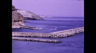 Gran Canaria, İspanya Haziran 1974: 70 'lerde Gran Canaria Limanı manzarası