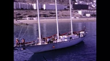 Gran Canaria, İspanya Haziran 1974: 70 'lerde Gran Canaria Limanı manzarası