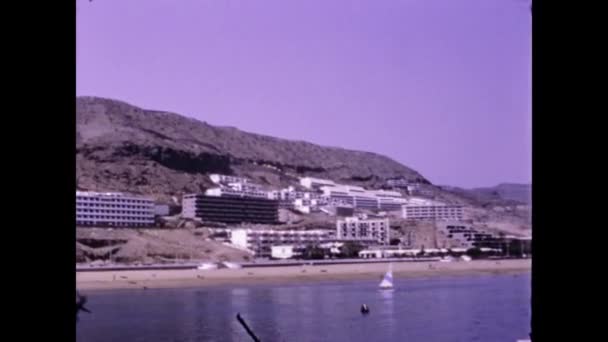 Gran Canaria Spanien Juni 1974 Gran Canarias Strandutsikt Talet — Stockvideo