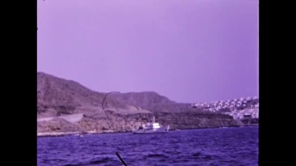 Gran Canaria Ισπανία Ιούνιος 1974 Σκηνή Στην Ακτή Της Γκραν — Αρχείο Βίντεο