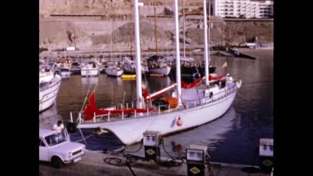 Gran Canaria Ισπανία Ιούνιος 1974 Gran Canaria Port View Scene — Αρχείο Βίντεο