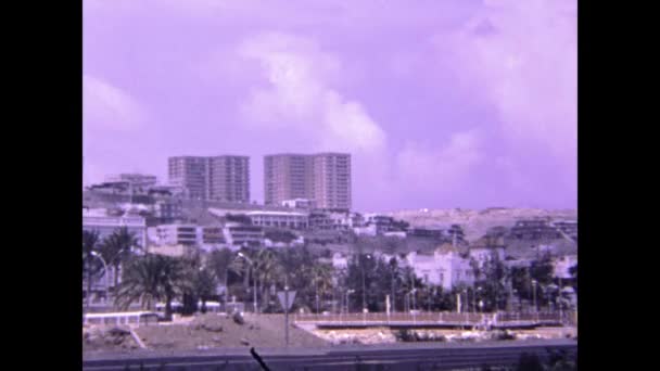 Gran Canaria Spanje September 1974 Uitzicht Las Palmas Gran Canaria — Stockvideo
