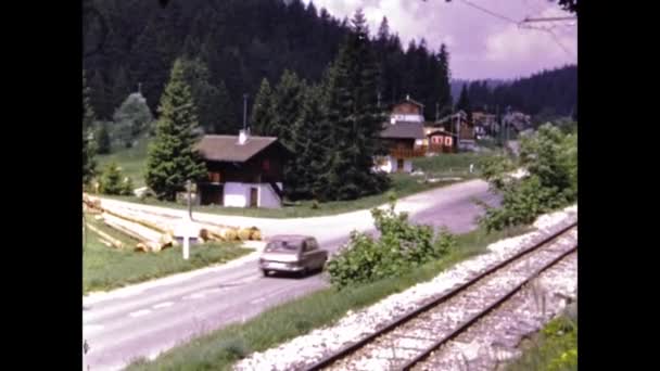 Geneva Switzerland May 1970 Small Alps Village Scene 70S — Stok Video