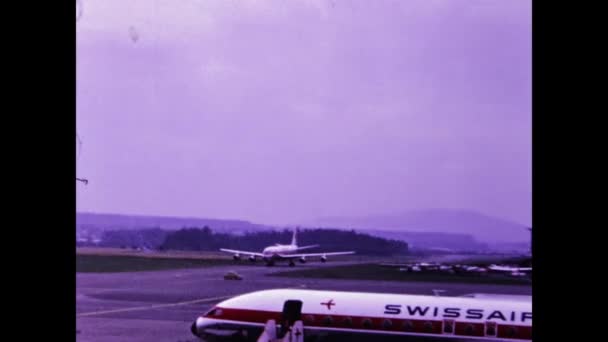 Zurique Suíça Março 1967 Aeroporto Zurique Vista Cena Década — Vídeo de Stock
