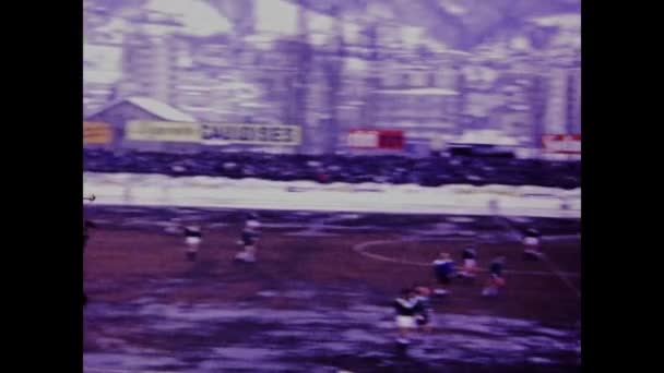 Lugano Schweiz März 1969 Fussballspiel Mit Schneeszene Den 60Er Jahren — Stockvideo