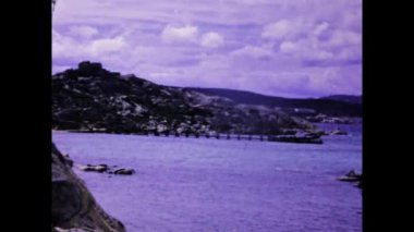 Olbia, İtalya Haziran 1968: 60 'larda Sardunya plaj sahili manzarası