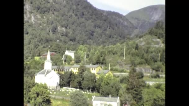 Olso Norveç Ağustos 1986 Lerdeki Norveç Dağ Manzarası — Stok video