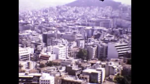 Athens Greece June 1974 Athens Aerial View Scene 70S — Stock Video