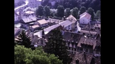 Fribourg, İsviçre 1969: Fribourg şehir manzarası 60 'larda