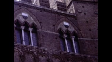 Siena, İtalya Eylül 1977: 70 'lerde Siena Meydanı ve şehir merkezi manzarası