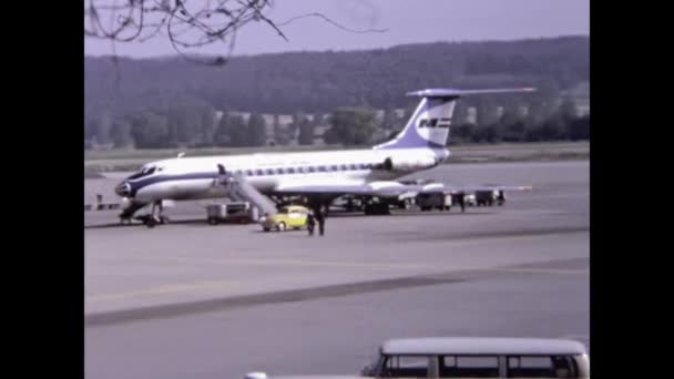 Zurigo Svizzera Agosto 1972 Aeroporto Zurigo Con Aerei Scena Negli — Video Stock