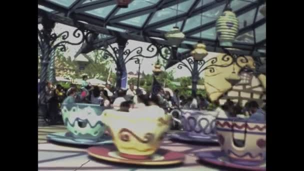 Paris Fransa 1992 Larda Disneyland Paris Lunaparkı Manzarası — Stok video