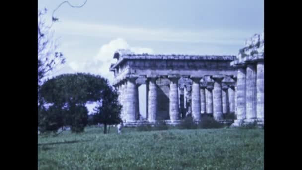 Neapol Itálie Duben 1978 Archeologické Zobrazení Paestum Letech — Stock video