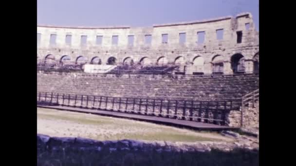 Pula Croatia June 1984 Pula Amphitheater View 80S — Stock Video