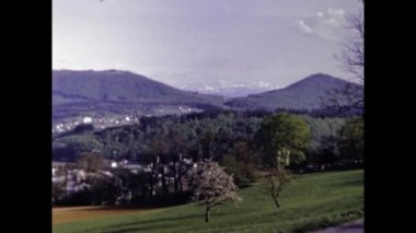 Oberland, İsviçre Mayıs 1970: 70 'lerde Oberland Gölü manzarası