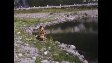 Oberland, İsviçre Mayıs 1970: 70 'lerdeki yaz sahnesinde İsviçre alp manzarası