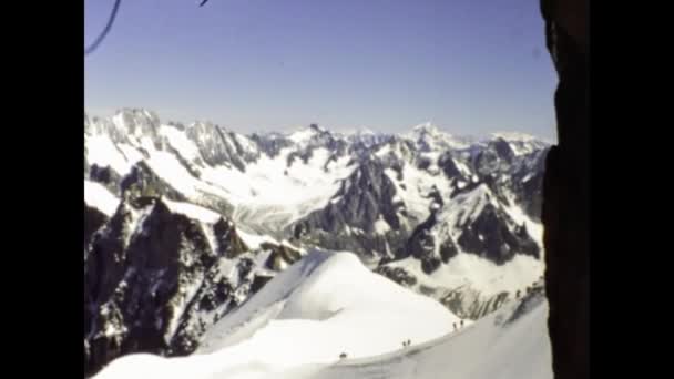 Chamonix France June 1984 Mont Blanc Top View Scene — стокове відео