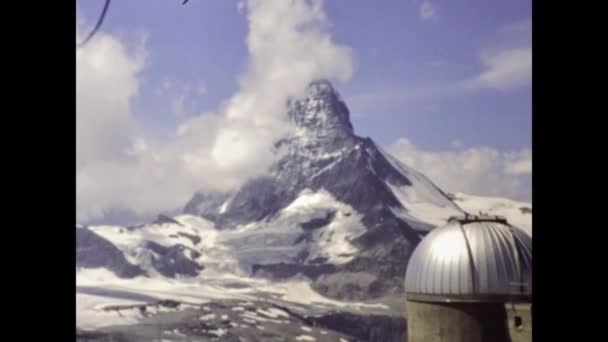 Zermatt Schweiz Juni 1984 Schweizer Bergpanorama Szene Den 80Er Jahren — Stockvideo