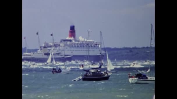Portsmouth United Kingdom May 1994 Yachts Luxury Boats Sea Vacation — Stock Video