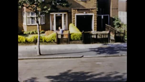 Coventry United Kingdom May 1963 Elderly Man Trims Hedge Garden — Stock Video