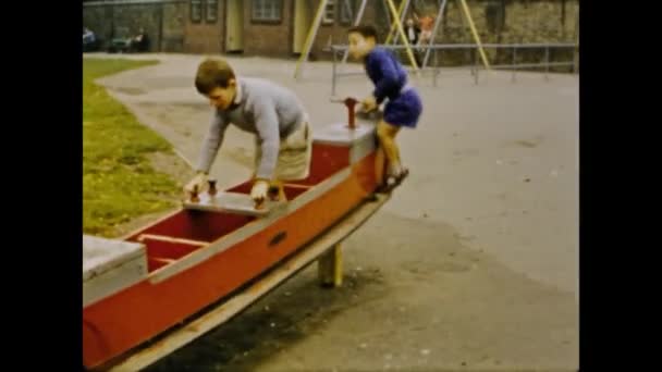 Coventry United Kingdom May 1963 Happy Children Play Park Rides — Stock Video