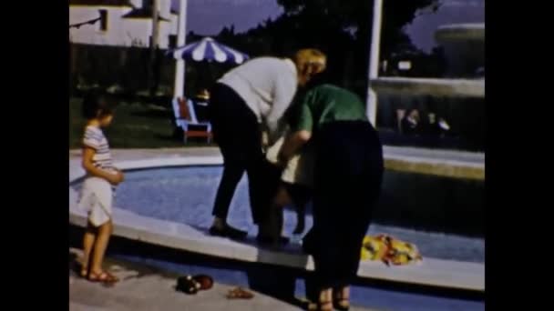 Coventry United Kingdom May 1963 Child Swimming Pool Memories Scene — Stock Video