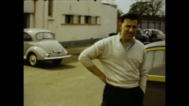 Coventry United Kingdom May 1963 Cars Parked Mechanic Workshop Scene — Stock Video